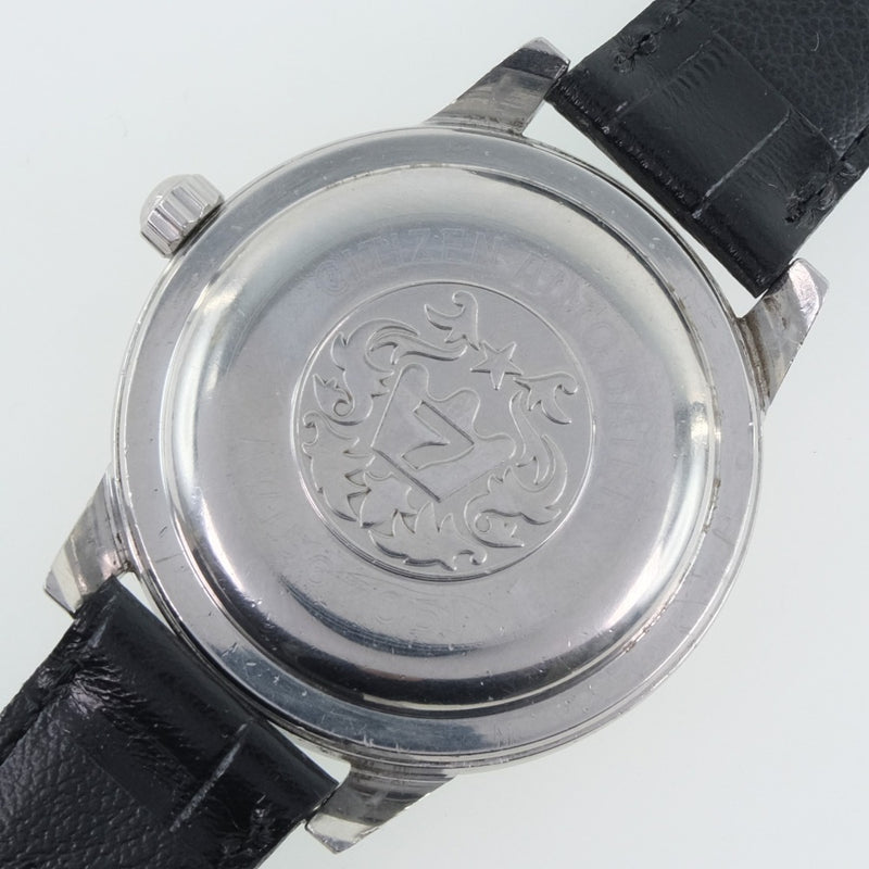 [公民]公民自动尺寸40m水表不锈钢X皮革黑色自动包装男士银牌手表