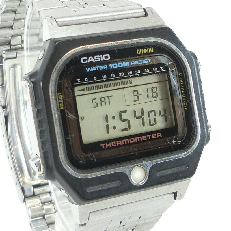 [CASIO] CASIO 디지털 온도계/온도계 100m 방수 희귀 빈티지 운영 TS-3000 시계 쿼츠 디지털 L 디스플레이 남자 시계
