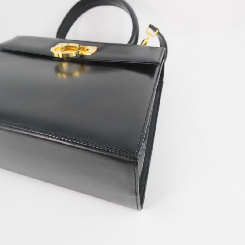 [Salvatore Ferragamo] Salvatore Ferragamo Ganchini 2WAY Shoulder 21-2181 Handbag Calf Black Ladies Handbag A-Rank
