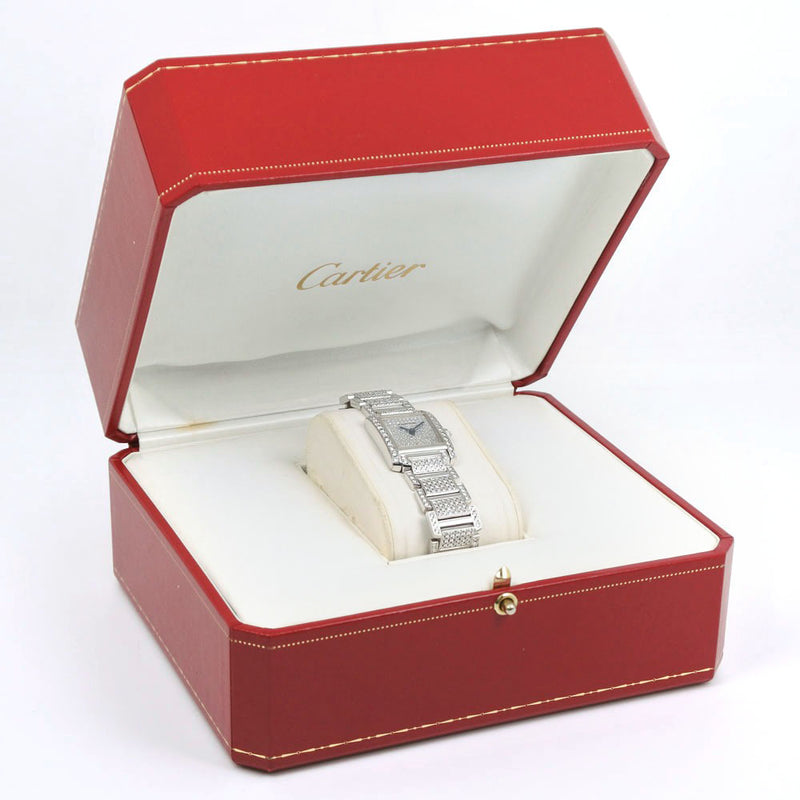 【CARTIER】カルティエ
 タンクフランセーズSM アフターダイヤ W50012S3 腕時計
 K18ホワイトゴールド×ダイヤモンド クオーツ レディース シルバー文字盤 腕時計
Aランク