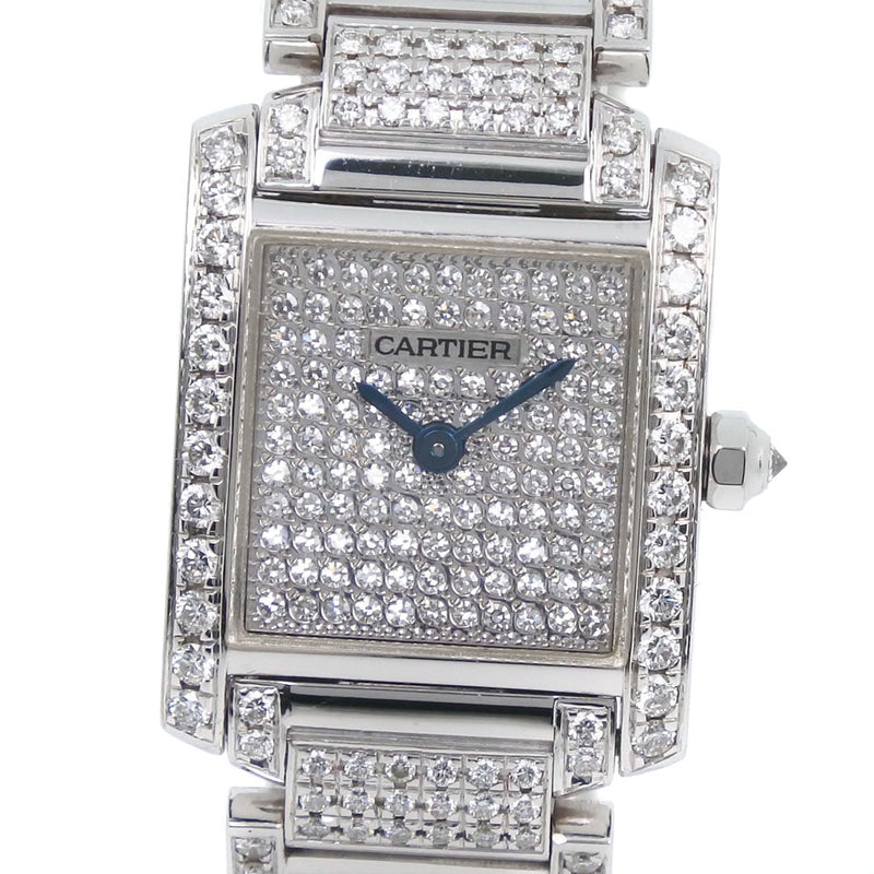 [Cartier] Cartier Tank Francis SM After Diamond W50012S3 Watch K18 White Gold x Diamond Quartz Ladies Silver Dial Watch A Rank