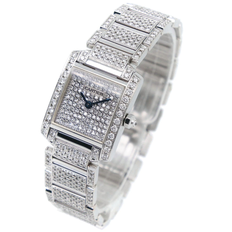 【CARTIER】カルティエ
 タンクフランセーズSM アフターダイヤ W50012S3 腕時計
 K18ホワイトゴールド×ダイヤモンド クオーツ レディース シルバー文字盤 腕時計
Aランク