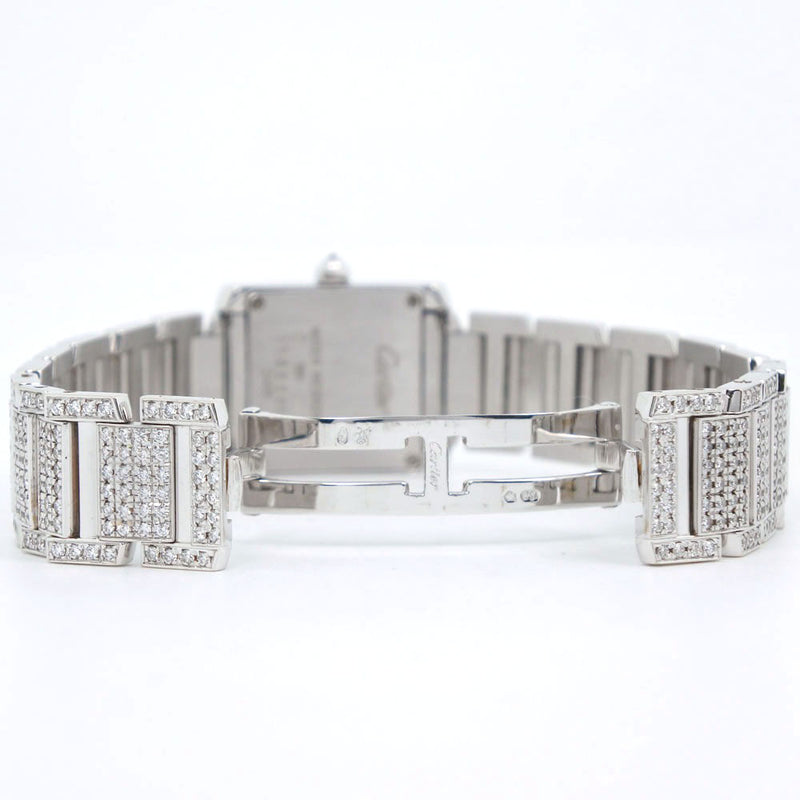 [Cartier] Cartier Tank Francis SM After Diamond W50012S3 Watch K18 White Gold x Diamond Quartz Ladies Silver Dial Watch A Rank