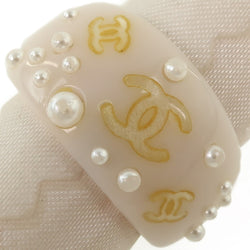 [Chanel] Chanel Coco Mark Ring / Anillo Pearl Fake X Plastic No. 14 White 03p Grabado Damas Anillo / Anillo
