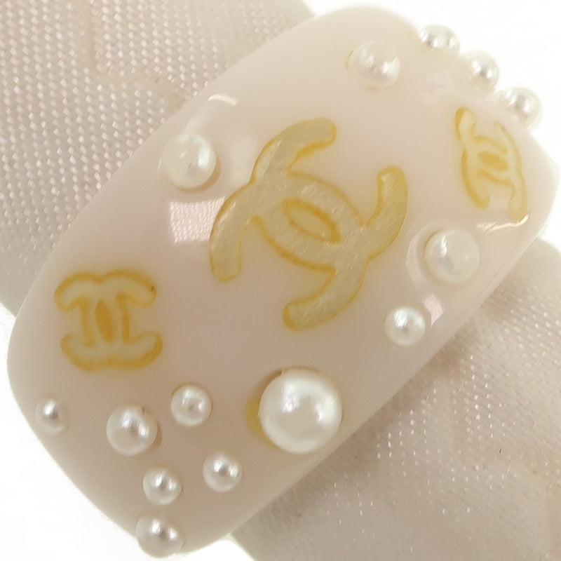 [Chanel] Chanel Coco Mark Ring / Anillo Pearl Fake X Plastic No. 14 White 03p Grabado Damas Anillo / Anillo