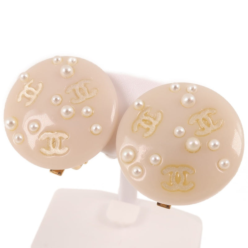 [香奈儿]香奈儿可可标记耳环假珍珠x塑料白色03p雕刻女士耳环