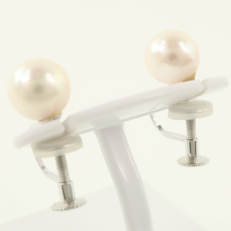Juego de pendientes Collar 7-7.5 mm 7-7.5 mm Pearl x K14 White Gold White Ladies Collar A+Rango