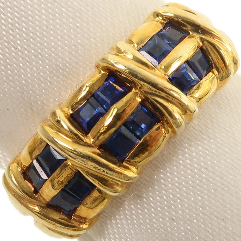 K18 Gold x Sapphire No. 11 0.67 engraved Ladies Ring / Ring A-Rank