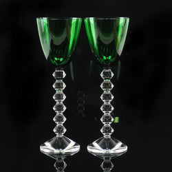 [BACCARAT] Baccarat Vega/Vega Wine glass × 2 H23 (cm) Crystal green tableware A rank