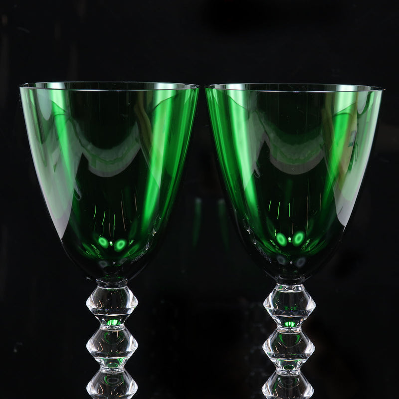 [BACCARAT] Baccarat Vega/Vega Wine glass × 2 H23 (cm) Crystal green tableware A rank