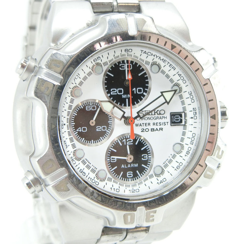 [Seiko] Seiko Chronograph Date 7T32-6k30 Watch Stainless Steel Quartz Analog L display Men's White Dial Watch