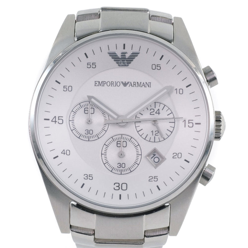 【ARMANI】エンポリオ・アルマーニ
 AR-5869 腕時計
 ステンレススチール クオーツ クロノグラフ メンズ 白文字盤 腕時計
A-ランク