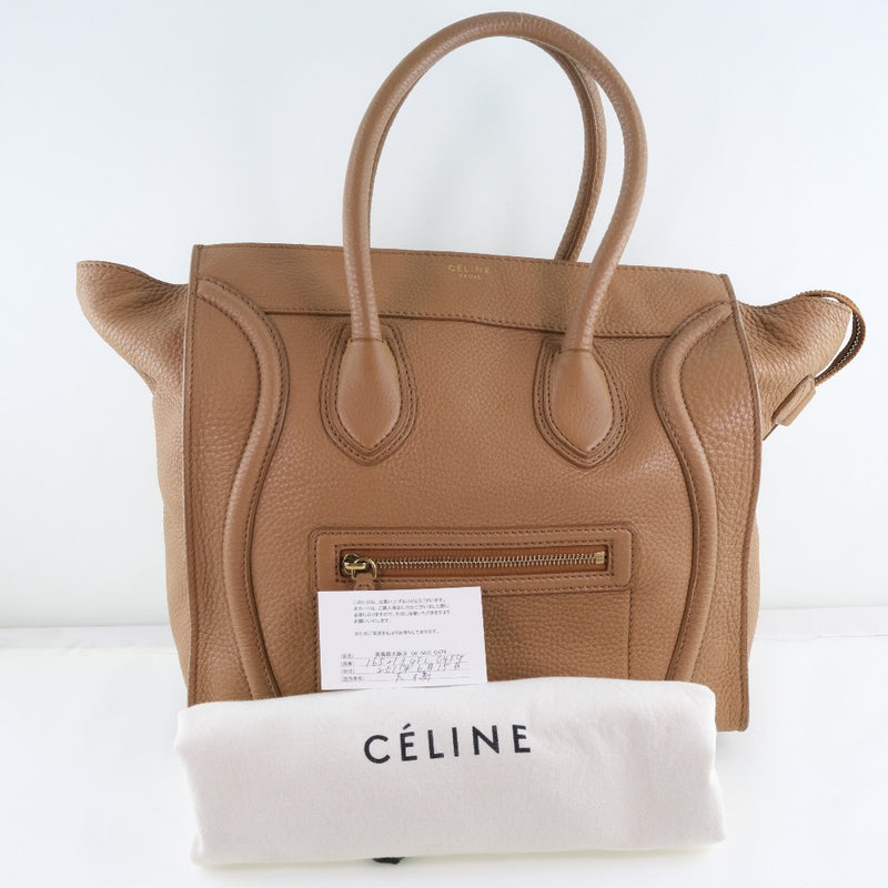 [Celine] Celine Ragger Mini Shopper 165213GFL.04FG Handbag de cuero Camel Beige Mano de damas