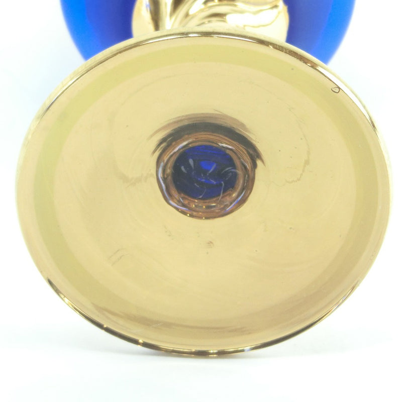 Venetian Glass 6 Clientes Copa de vajilla de flores doradas de vino azul