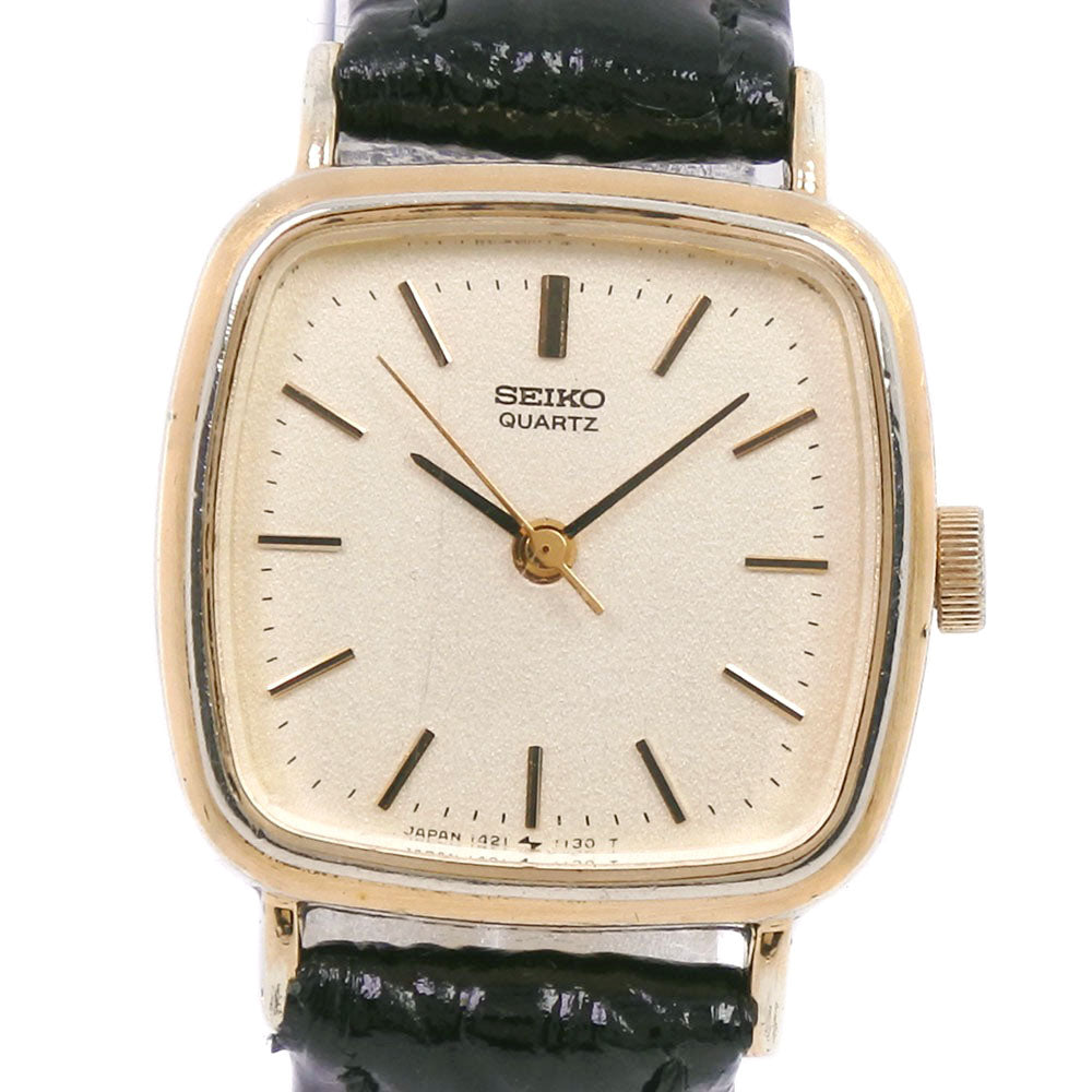 [Seiko] Seiko , watch , 1421-5670 Stainless Steel x Leather Quartz Gold  Dial Ladies