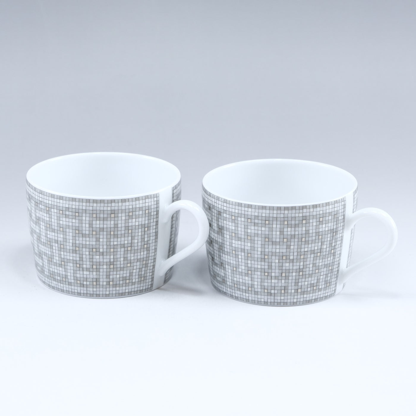 HERMES】エルメス モザイク プラチナ カップ＆ソーサー×2 食器