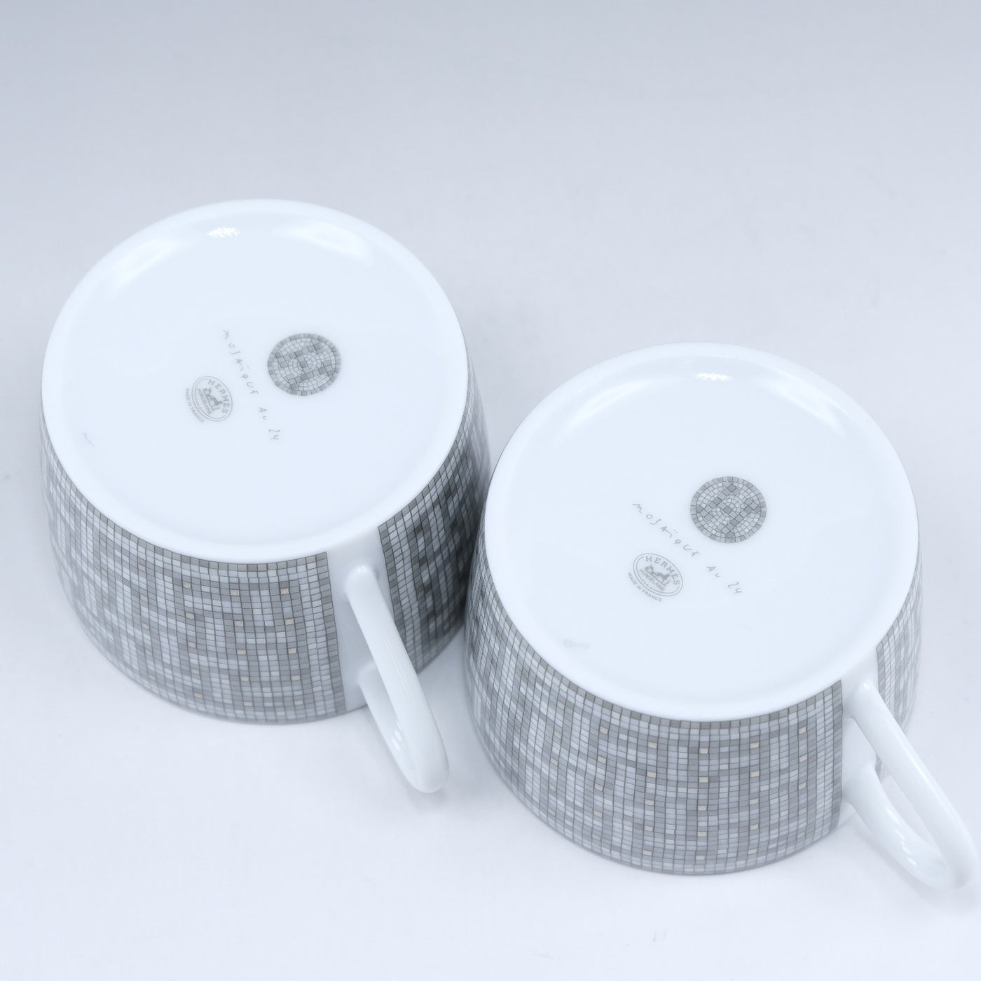 HERMES】エルメス モザイク プラチナ カップ＆ソーサー×2 食器