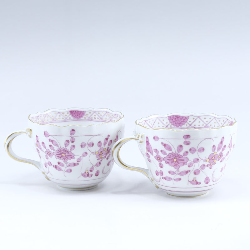 [MEISSEN] MEISSEN India Gana Rich Pink Tableware Cup & Saucer & Plate X 2 세트 343410/00582 Indian Flower Rich Pink_S Rank