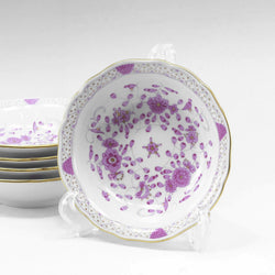 [Meissen] Meissen 
 인도 꽃이 풍부한 분홍색 식기 
 샐러드 그릇 x 5 343410/00411 인도 꽃이 풍부한 분홍색 랭크