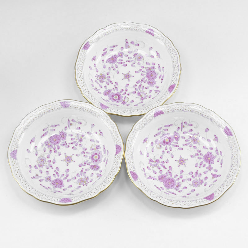 [Meissen] Meissen 
 인도 꽃이 풍부한 분홍색 식기 
 샐러드 그릇 x 5 343410/00411 인도 꽃이 풍부한 분홍색 랭크
