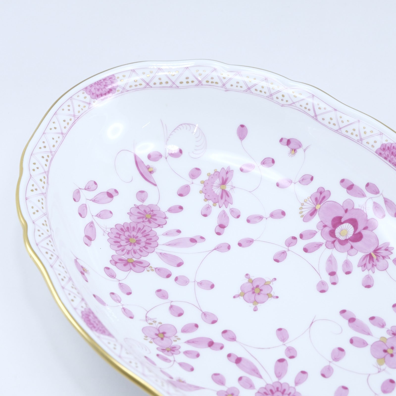 Meissen】マイセン インドの華リッチ ピンク オーバルディッシュ