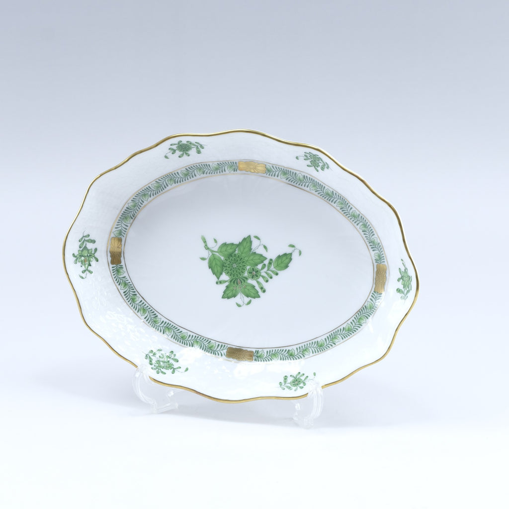HEREND】ヘレンド アポニーグリーン ファンシーディッシュ 19.5(cm