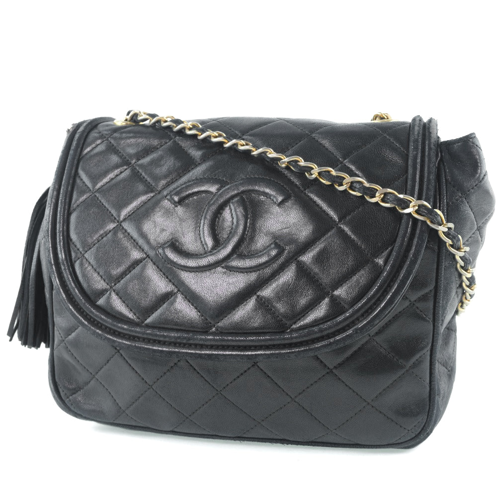 シャネル フリンジ チェーン ショルダーバッグ ラムスキン ブラック CHANEL】シャネル チェーンショルダー フリンジ ショルダーバッグ