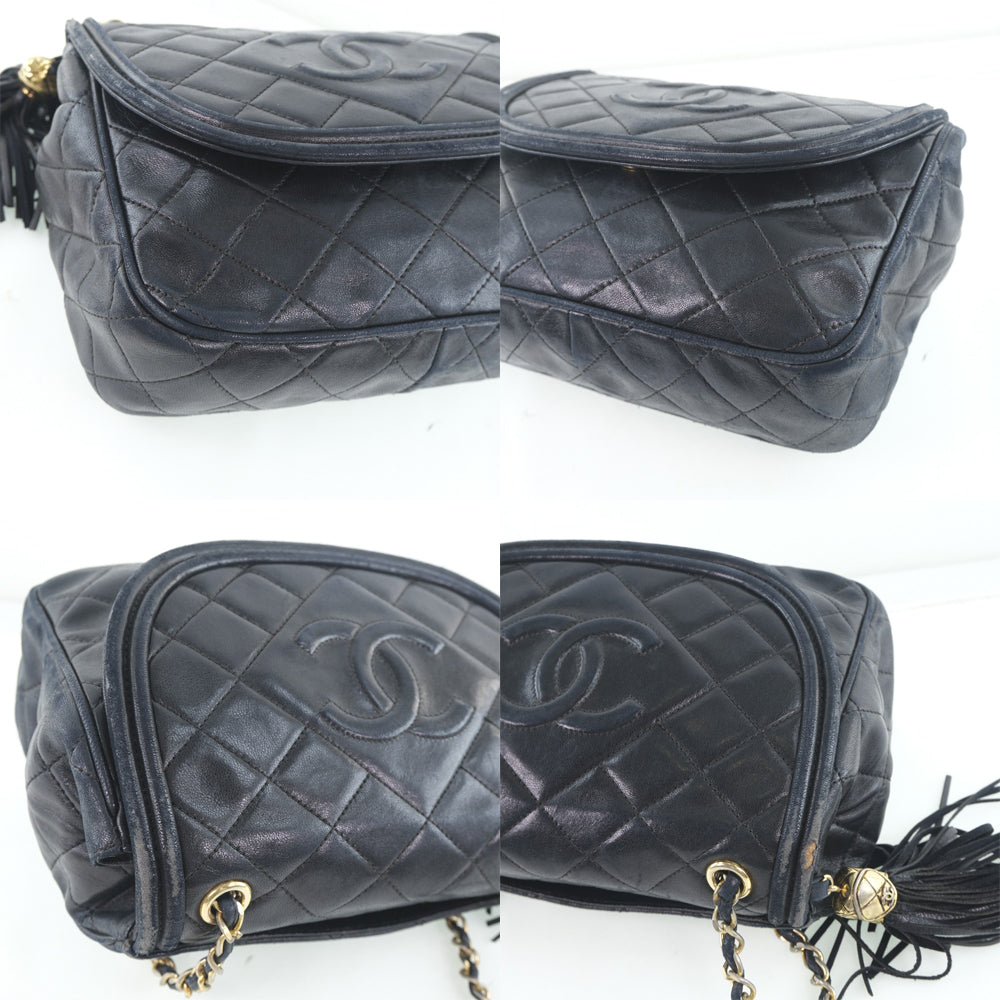 シャネル フリンジ チェーン ショルダーバッグ ラムスキン ブラック CHANEL】シャネル チェーンショルダー フリンジ ショルダーバッグ