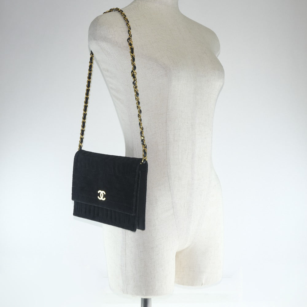 CHANEL ブラック コーデュロイ パーティーバッグ CHANEL】シャネル チェーンショルダー ショルダーバッグ