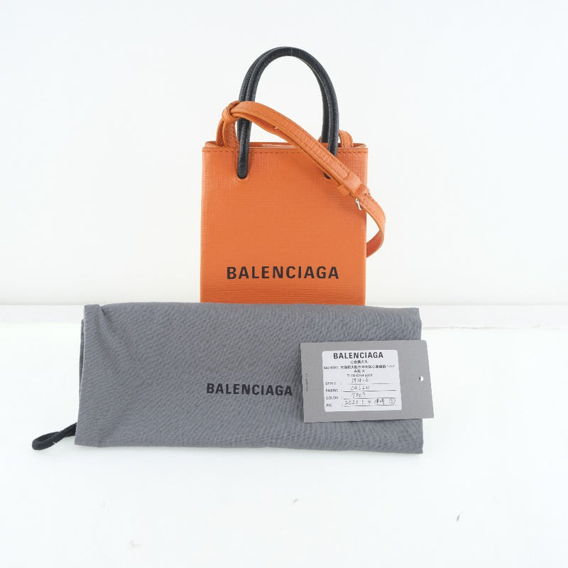 [BALENCIAGA] Balenciaga Shopping Fong Holder 593826 Shoulder Bag Calf Orange Ladies Shoulder Bag A-Rank