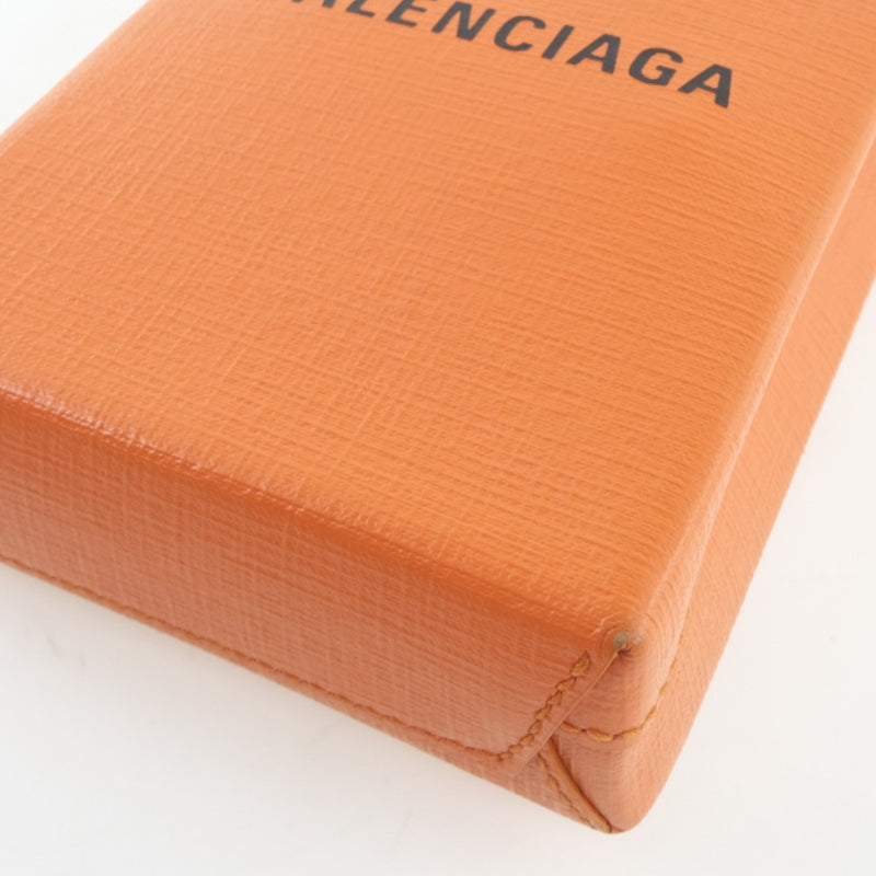 [BALENCIAGA] Balenciaga Shopping Fong Holder 593826 Shoulder Bag Calf Orange Ladies Shoulder Bag A-Rank