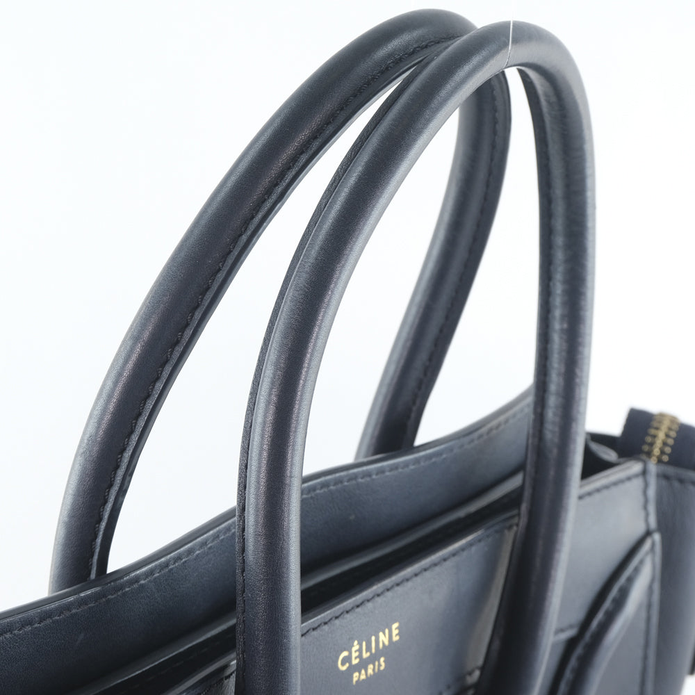 CELINE セリーヌ ラゲージ マイクロショッパー ネイビー ハンドバッグ CELINE】セリーヌ ラゲージ マイクロショッパー ハンドバッグ カーフ