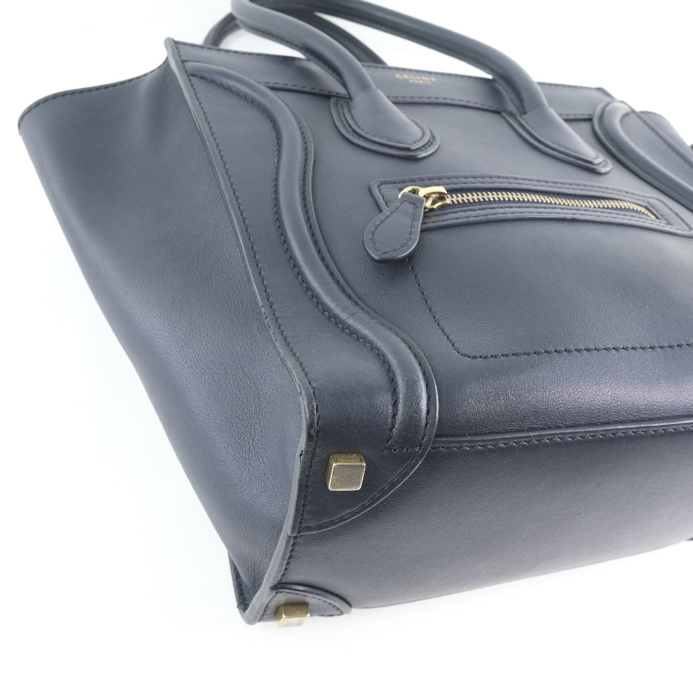 CELINE セリーヌ ラゲージ マイクロショッパー ネイビー ハンドバッグ CELINE】セリーヌ ラゲージ マイクロショッパー ハンドバッグ カーフ