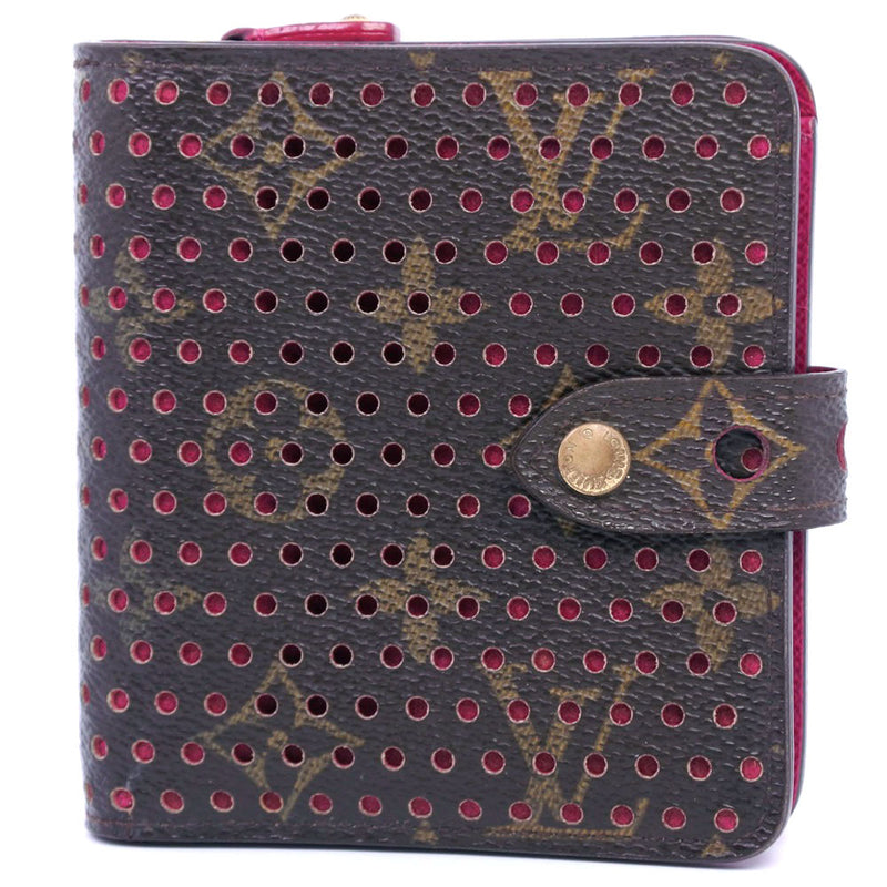 [LOUIS VUITTON] Louis Vuitton Compact Zip Bi -fold Wallet Perfo M95188 Monogram Canvas Tea/Pink Mi0026 Stamp Snap button COMPACT ZIP Ladies