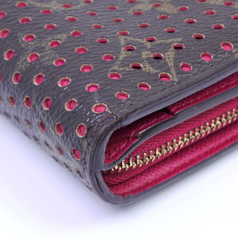 [LOUIS VUITTON] Louis Vuitton Compact Zip Bi -fold Wallet Perfo M95188 Monogram Canvas Tea/Pink Mi0026 Stamp Snap button COMPACT ZIP Ladies