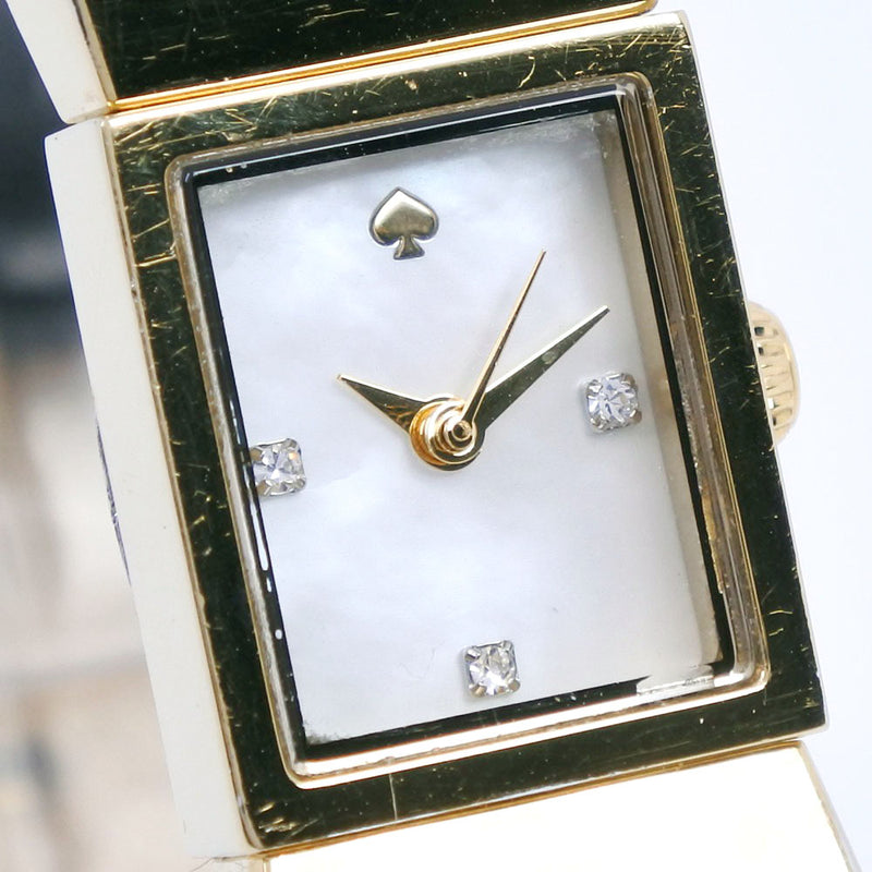 【Kate Spade】ケイトスペード
 腕時計
 ステンレススチール×レザー ゴールド クオーツ アナログ表示 ホワイトシェル文字盤 レディース