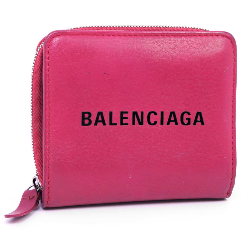 【BALENCIAGA】バレンシアガ
 エブリデイ 二つ折り財布
 カーフ ピンク レディース 二つ折り財布
B-ランク