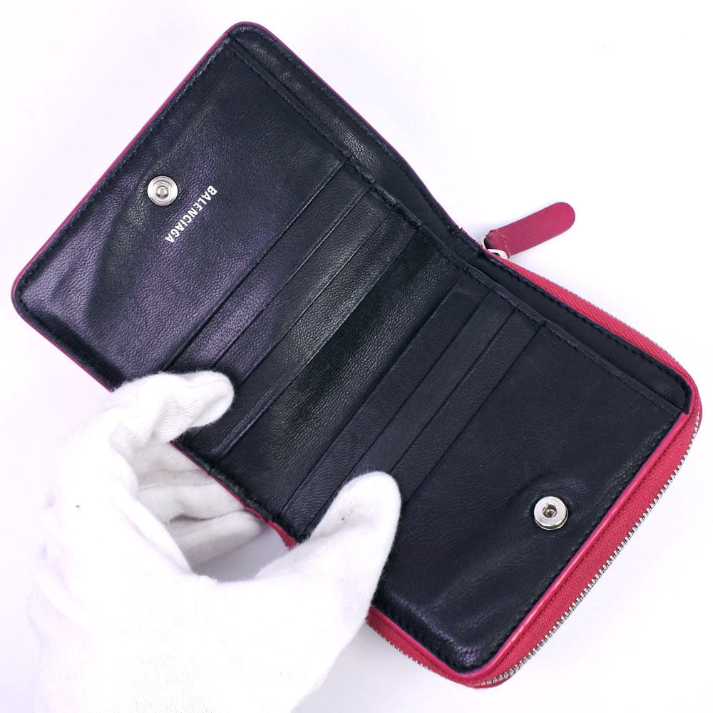 美品】バレンシアガ 三つ折り財布 エブリデイ ブラック カーフスキン