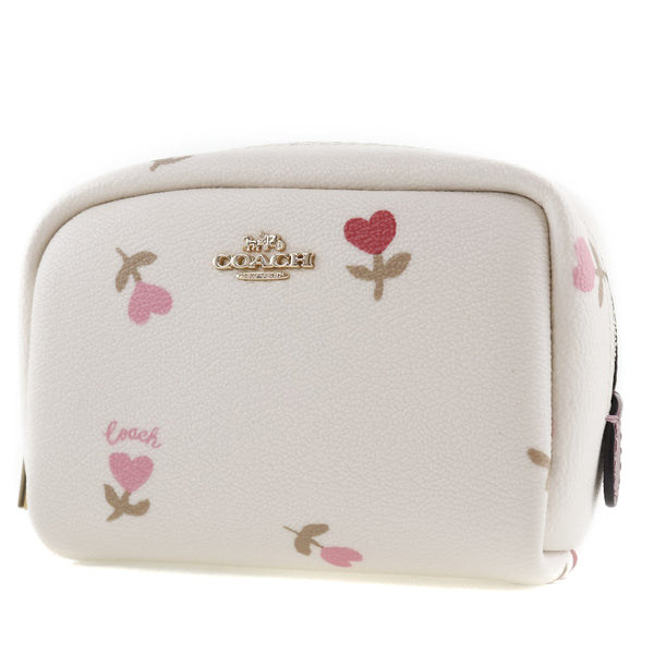 [Coach] Coach Heart Floral C2903 Pouche PVC Blanc / rose Ladies Pouche A + RANG