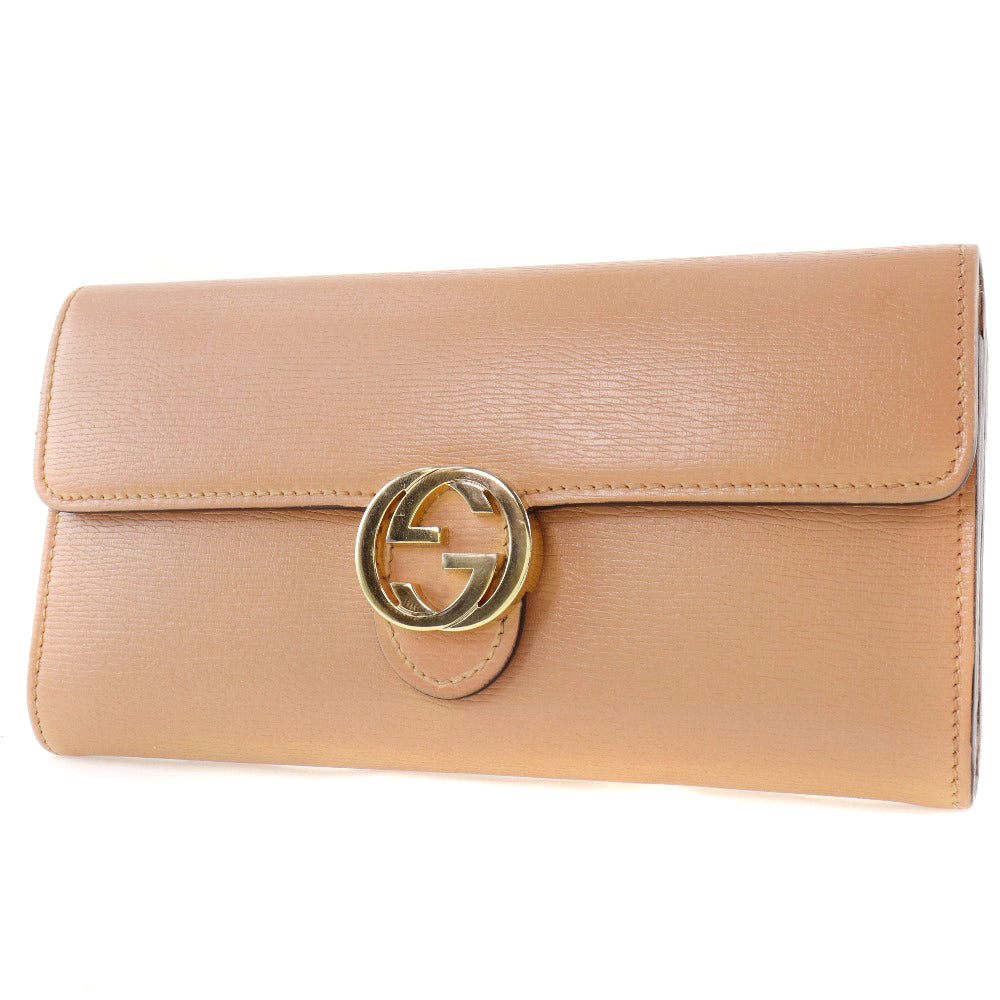 美品 グッチ GUCCI インターロッキング オールレザー 長財布 369663 GUCCI】グッチ インターロッキング 369663 長財布 カーフ ピンク