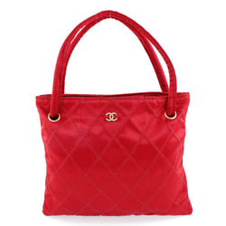 [CHANEL] Coco Mark Vintage Satin x Rhinestone Red Ladies Handbag