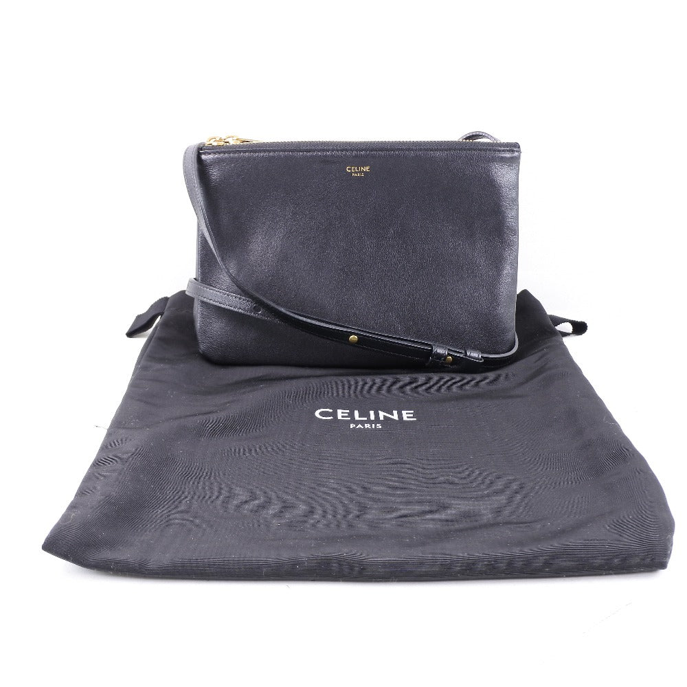 CELINE】セリーヌ トリオ ショルダーバッグ カーフ 黒 レディース