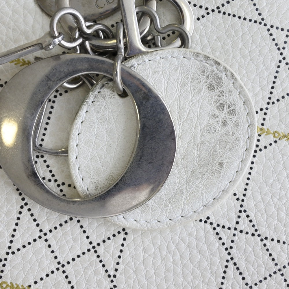 レア♡Diorヴィンテージ白レザーバッグ 丸型ハンドル Dior】クリスチャンディオール レディディオール ハンドバッグ