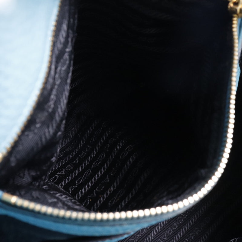 [PRADA] Prada 2WAY Shoulder Handbag Calf Light Blue Ladies Handbag B-Rank