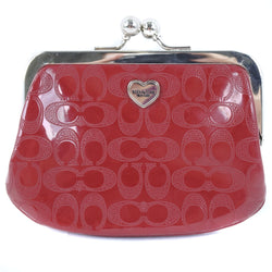 [COACH] Coach Gamaguchi Signature Coin Case Patent Leather Red Ladies Coin Case A-Rank