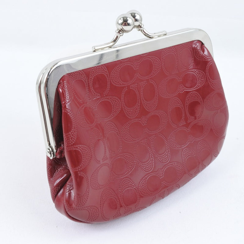 [COACH] Coach Gamaguchi Signature Coin Case Patent Leather Red Ladies Coin Case A-Rank