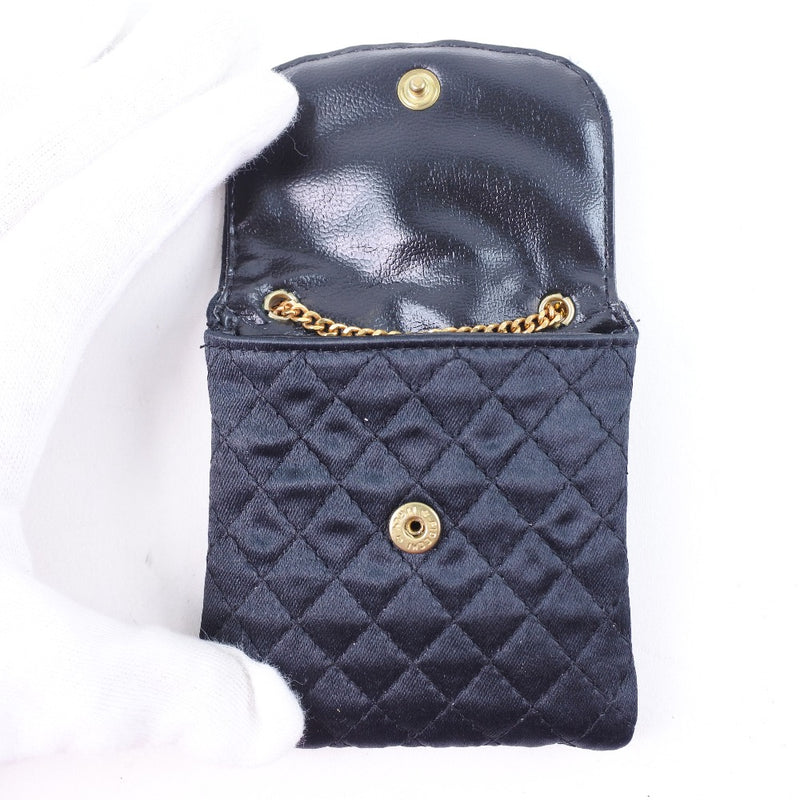 [Chanel] Chanel Chain Pochette Matrasse Micro Hombro Satinado Negro Damas A-Rank