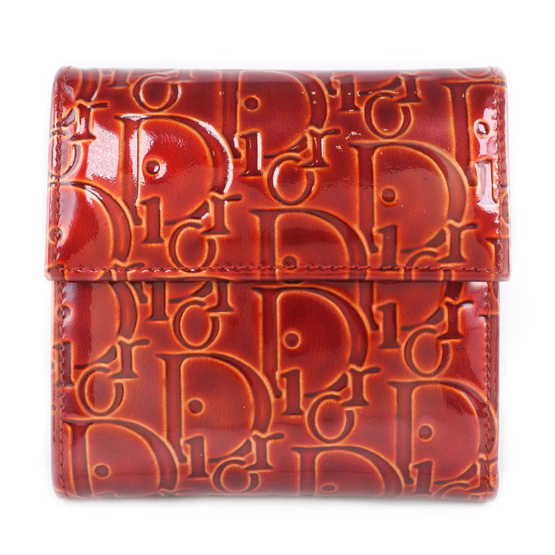 【Dior】ディオール
 トロッター 二つ折り財布
 パテントレザー 赤 レディース 二つ折り財布
A-ランク