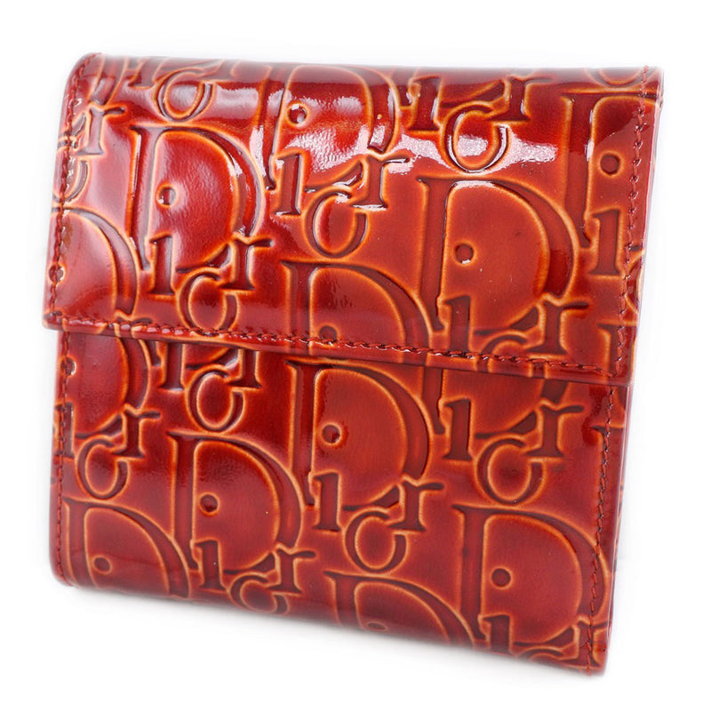 【Dior】ディオール
 トロッター 二つ折り財布
 パテントレザー 赤 レディース 二つ折り財布
A-ランク