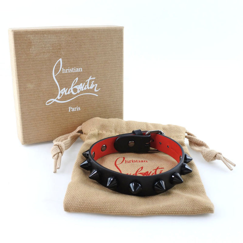 [Christian Louboutin] Christian Lubutan Studs 3205177 Bracelet Calf Black Ladies Bracelet A+Rank